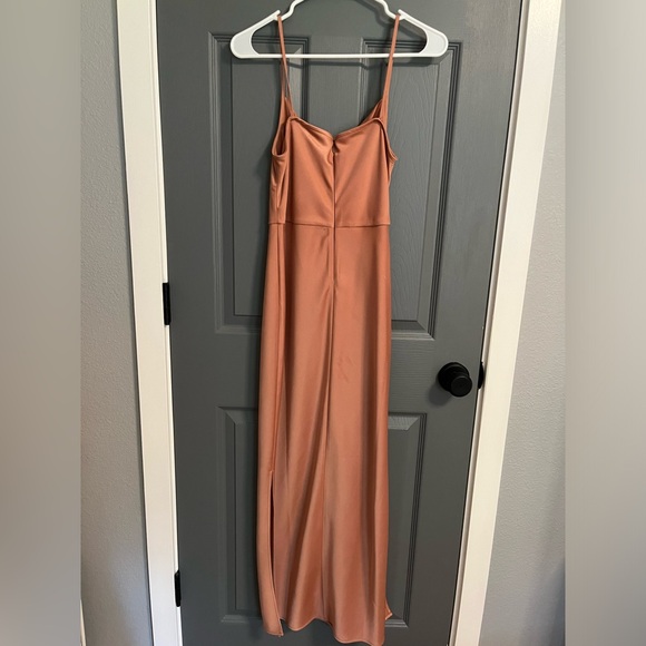 Rose Gold Cowl Neck Bridesmaid Dress - Picture 2 of 3